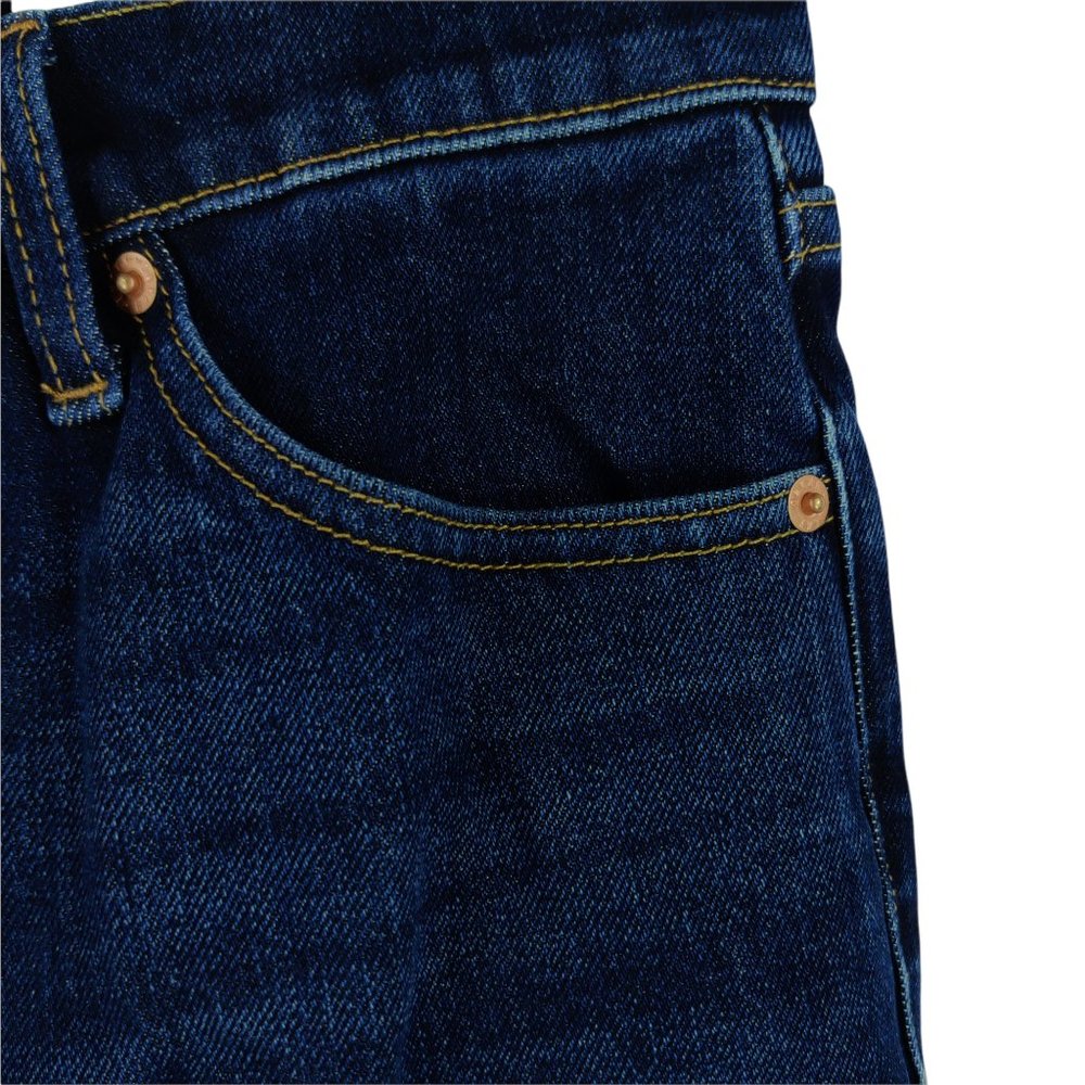 NWT Lucky Brand Mid Rise Ava Crop Mini Boot Cut Dark Wash Raw Hem Jeans - Picture 3 of 9